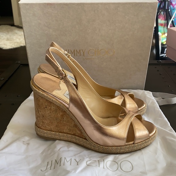Jimmy Choo Shoes - Jimmy Choo Rose Gold Summer Wedges